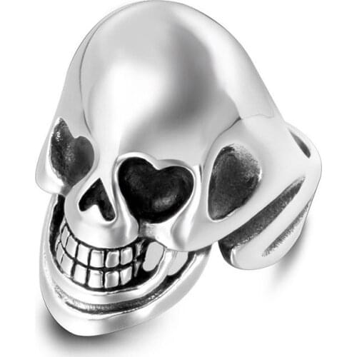 Heart Love Eye Joker Skull Ring 316L Stainless Steel High Quality Polish Smooth Mens Punk Ring Gift for Brother Dropshipping