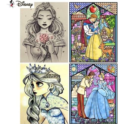 Disney 3D Diamond Painting "Cartoon princess" DIY Full Rhinestones Drill Cross-stitch Kits Square Round Diamond Embroidery
