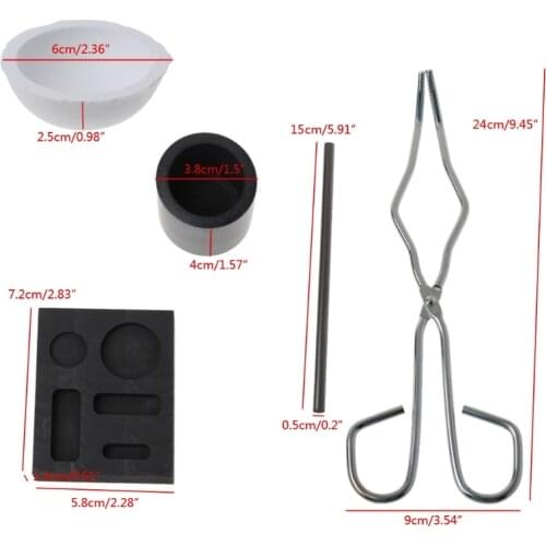 5Pcs Graphite Crucible Kits Graphite Crucible Silver Ingot Mold Jewelry Melting Ingot Tools Set For Gold Silver Platinum