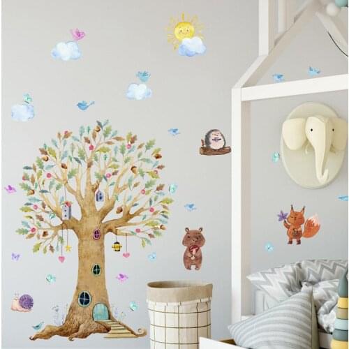 Big Tree Wall Stickers Kids Room Decor Door Sticker Self-adhesive Nursery Wall Decoration Boy Girl Bedroom Decals for Furniture
