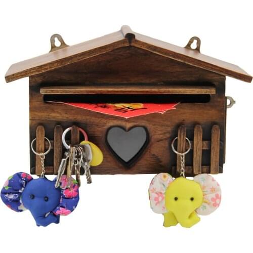 Lockable Wooden Mailboxes Creative House Shape Letter Post Box Suggestion Box Garden Decoration Wall Mounted Mailbox With Hooks