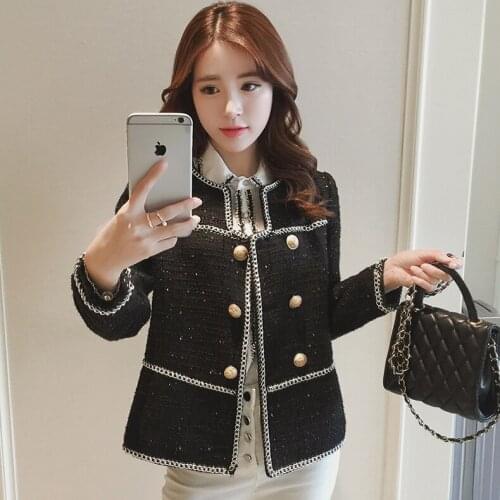 The and New period edition socialite small sweet wind coat fall short jacket with long sleeves can customized big size