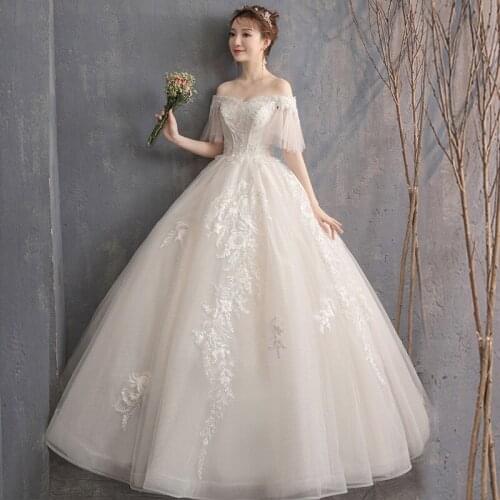 2020 New Fashion Pregnant Woman Wedding Dress Vestido De Noiva Elegant Boat Neck Princess Bride Dress Floor-length Wedding Gowns