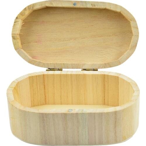 Oval Wooden Storage Box Jewelry Chest Unpainted DIY Memory Box for Crafts, Keepsake Gifts for Family, Friends, Lover