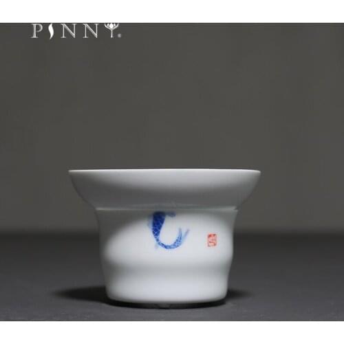 PINNY Hand Painted Carp White Porcelain Tea Strainers Ceramic Tea Service Tea Leaf Spice Filter Kung Fu Tea Accessories