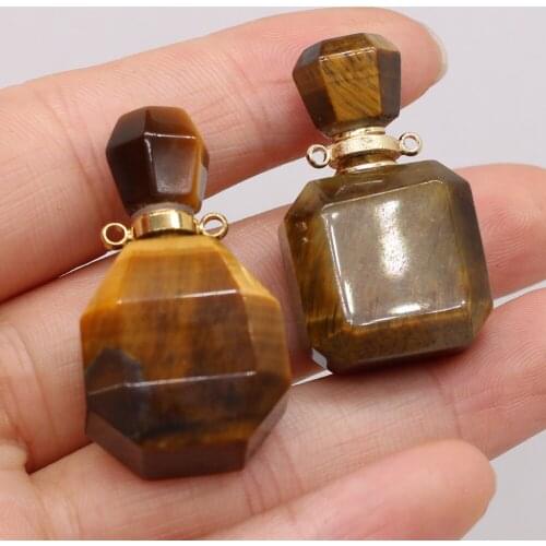 1 PC Natural Stone Gem Perfume Bottle Faceted Tiger Eye Cute Fresh Handmade Crafts DIY Making Necklace Bracelet Jewelry
