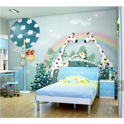 Custom photo wallpaper 3d wall mural wallpaper Cartoon children room mural balloon giraffe murals wall papers for living room