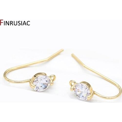DIY Earring Making Supplies 14K Gold Plated Zircon Earring Hook Accessories For Jewellery Making