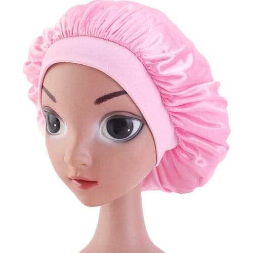 Adjust Solid Satin Bonnet Hair Styling Cap Hair Care Kids Child Night Sleep Hat Silk Head Wrap Cap Hair Styling Tool