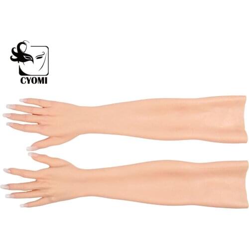 CYOMI Silicone Gloves Realistic Skin Hand with Nail Crossdressing for Transvestite Cosplay Performance Props Drag Queen Female