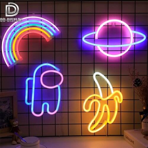DD Led Customizable Neon Lights Sign Modeling Lamp Bedroom Layout Creative Room Decoration Hanging Lamp USB Battery Powered