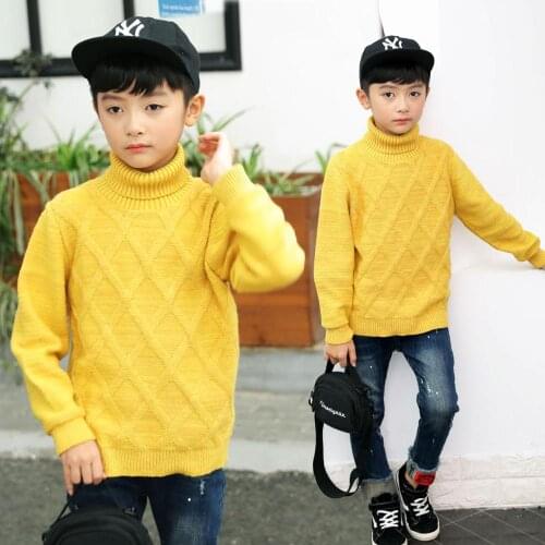 Sifafos 3-12yrs Big boys sweaters autumn and winter kids clothes pullovers turtleneck sweaters cotton warm children clothing