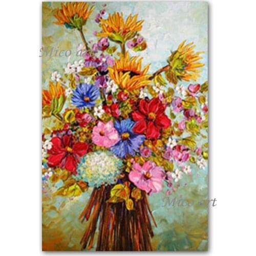 Texture Thick Flower Knife Canvas Art Decorative Items Classical Floral Oil Painting Wall Art Acrylic Paintings Handmade Artwork
