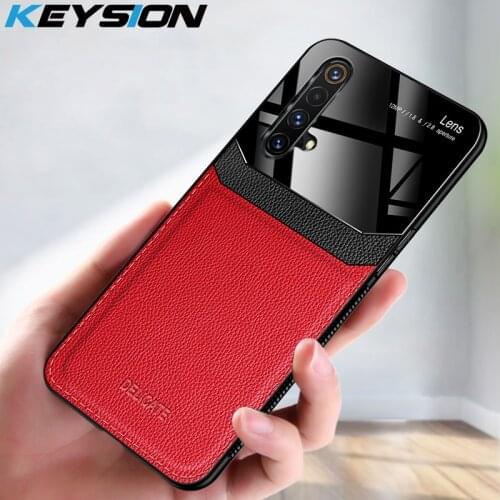 KEYSION Shockproof Case for Realme X50 X2 Pro XT X Leather Lens Glass Phone Back Cover For OPPO Reno 3 3 Pro 2 2Z 2F A5 A9 2020