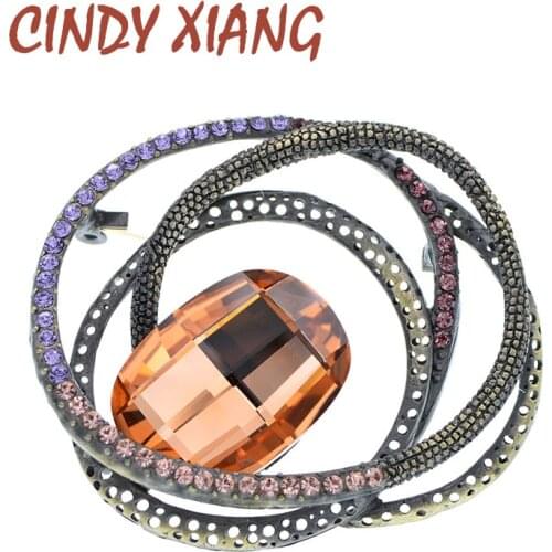 CINDY XIANG New Arrival Large Round Crystal Brooches For Women Shining Pin High Quality K9 Rhinestone Jewelry Winter Coat Pin