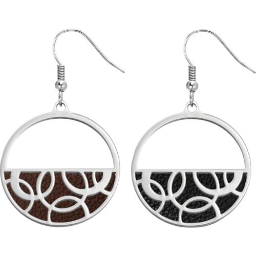 Legenstar Hoop Dangle Earrings for Women Reversible Leather Stainless Steel Jewelry Drop Earring boucle d'oreille femme 2019