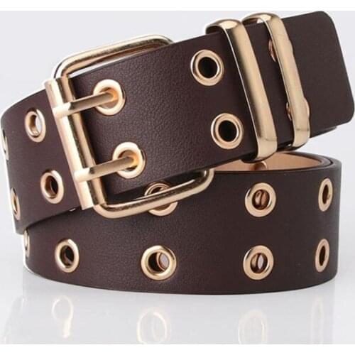 Good Quality 3.8*105cm Wild Waist Band Double Pin Buckle Exhaust Eye Belt Women Strap Waistband