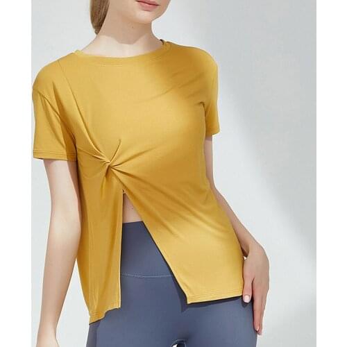 Women Loose Gym Crop Top Shirts Yoga Workout T-Shirt Short Sleeve Tees Clothes Sexy Fitness Blouses Sports Activewear Seamless