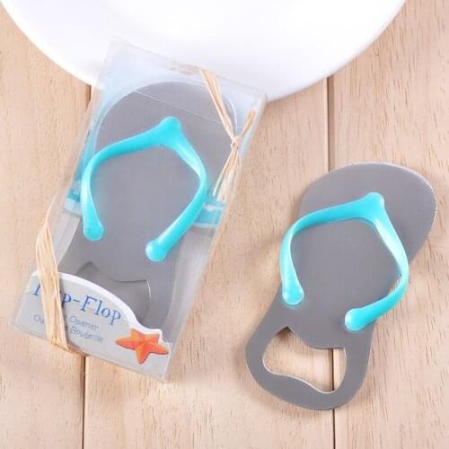 10pcs/lot Souvenir Wedding Gifts Personalized Beer Opener Cute Slipper Openner With Box Alloy Presents For Party Guest