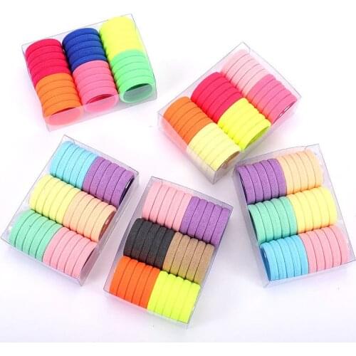 20 Pcs/Lot Women Girls Colorful Nylon Elastic Hair Bands Black Ponytail Holder Rubber Bands Scrunchies Headband Hair Accessories