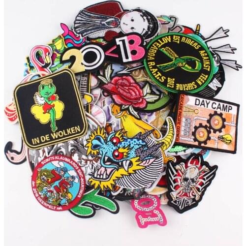 20pcs wholesale mixed sizes random sew on iron on clothes patches embroidered badge for clothing clothes DIY accessory