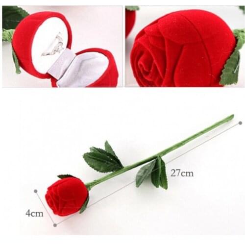 200PCS Hot sale rose ring box fashion Romantic Red Rose Engagement Wedding Ring Earrings Jewelry Gift Box Case