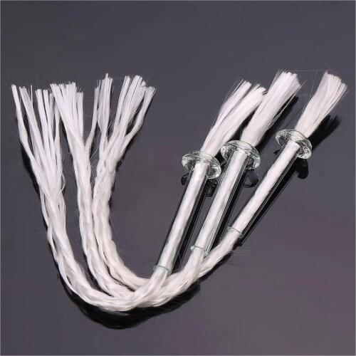 3Pcs Glass Tube Oil Lamp Wick Holder Adapter With 4.7 Inch Round Cotton Wick White Glass Cotton