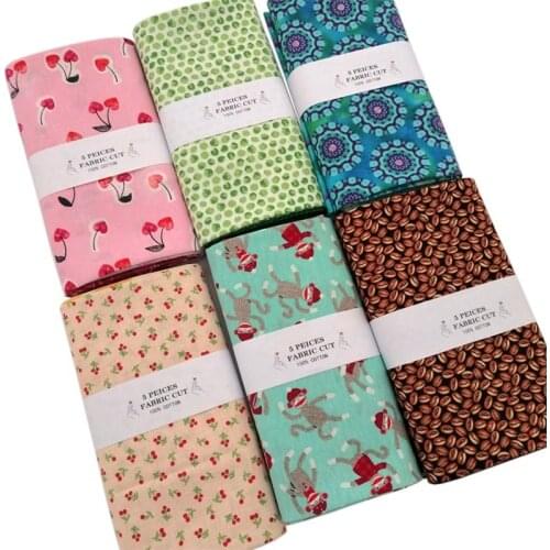 5 PCS/SET Retro Cotton Patchwork Handmade DIY Bag Purse Hair Accessories Material Sewing Items 50*45cm