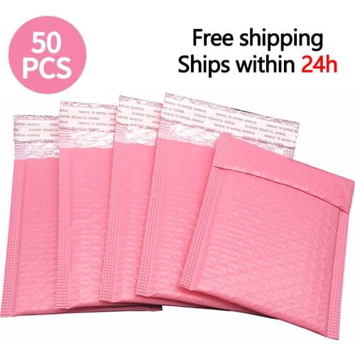 50PCS Pink Bubble Mailers Padded Envelopes Shipping Mailer Envelope Mailing 11*15+4CM Packaging Bags Self Seal Gift Bag