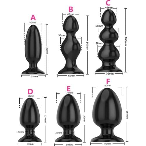 6 Sizes Smooth Soft Huge Anal Plug Black Silicone Big Butt Plug with Suction Cup Adult Erotic Toys Gay Sex Toys for Men Woman