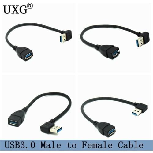 90 Degree USB 3.0 A male to female Adapter Cable Angle USB 2.0 Extension Extender Fast Transmission Left/Right/Up/Down 20cm