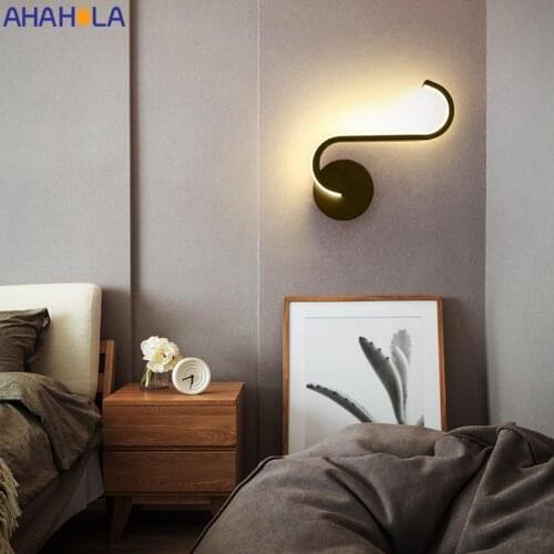 Acrylic Metal Nordic Modern Led Bedroom Light Wall Lights for Home Bedside Minimal Lamp Black White Applique Murale Luminaire