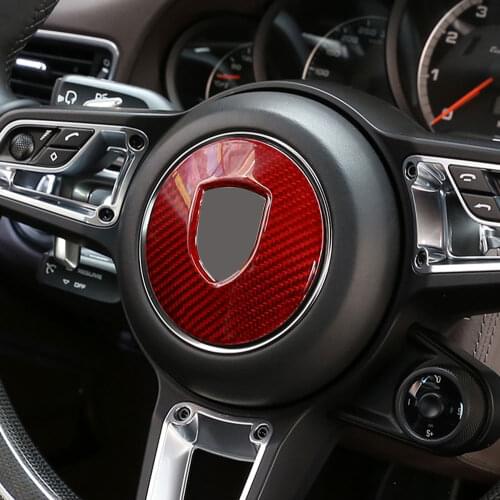 For Porsche 718 911 Cayenne Macan Panamera Boxster Car Styling Car Carbon Fiber Steering Wheel Panel Cover Trim Frame Decoration