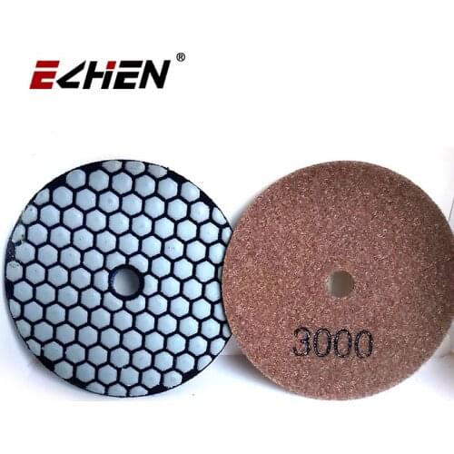 ECHEN TOOL 10pcs 4" Grit #3000 Diamond Dry Flexible Polishing Pad Marble Granite Sanding Disk Resin Bond Polisher Disc