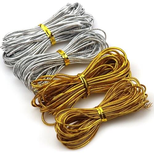 Color auspicious Round Gold And Silver Elastic Cord 1.0/1.5mm 5 m/Lot Rubber Band Elastic Cord DIY Bracelet Jewelry Making