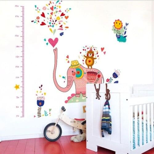 Cartoon Animals Measurement Wall Sticker Romantic TV Background Home Decoration DIY Wall Poster Bedroom Wallstick Pail Packing