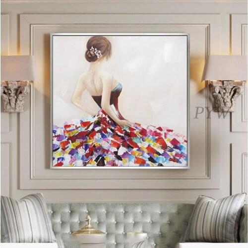 Hand Painted Canvas Abstract Dance Girls Art Painting for Living Room Bedroom Cute Decor Modern Paintings For Wall Home Decor