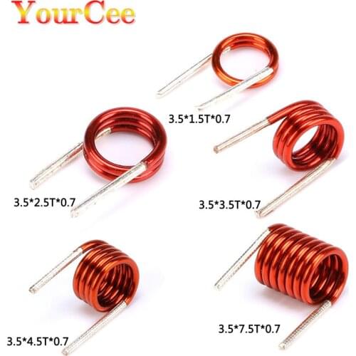 50pcs Coilcraft Inductor 3.5*7.5T*0.7 Copper Wire Hollow Coil Inductance Remote Control FM Inductor 3.5*1.5/2.5/3.5/4.5/7.5T*0.7
