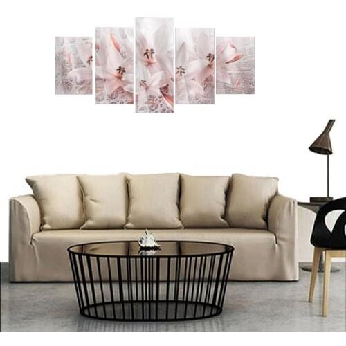 2019 5PCS/Set Fashion Wall Art Canvas Painting Three-color Lily Flower Modern Home Decoration,(No Frame)