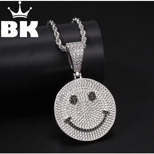 THE BLING KING Custom Small Drew Necklace Hip Hop Full Iced Out Cubic Zirconia gold sliver CZ Stone