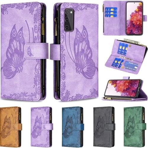 Multi Card Slots Leather Case for Samsung Galaxy S21 FE S20 Plus Ultra A52 A72 A12 A32 A42 A51 A71 A21S A41 A31 A11 Zipper Bag
