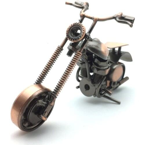 M1 16cm Copper Color Creative Decoration Handmade Motorcycle Model Motorbike Desktop Home Office Decor Miniatures Iron Craft