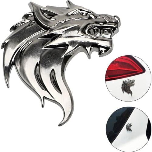 3D Metal Car Sticker Wolf Head Motorcycle Decal Windshield Emblem Badge Reflective Auto Decoration Badge Logo