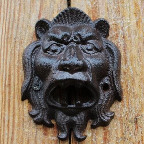 Lion Head Wall Cast Iron Beer Bottle Opener European Vintage Home Bar Decor Wall Mounted Rustic Metal Animal Head Bottle Opener