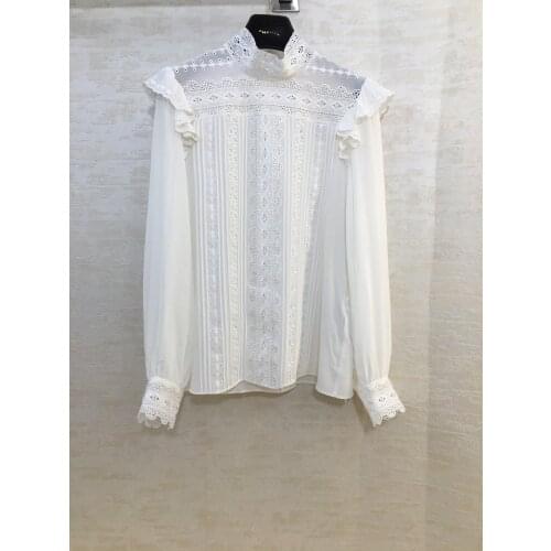 Fashion ladies 2021 new long sleeve sexy casual embroidered silk shirt 1231