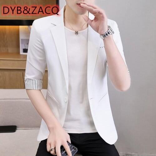 Summer Mens Leisure Suit Short Sleeve Korean Edition Trend Ruffian Handsome Seven Minute Sleeve Small Suit Half Sleeve Jacket