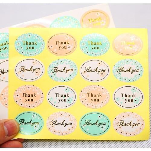 GoldenThank You Stickers Foil Adhesive Sticker For Kids DIY Decor Scrapbooking Diary Albums Supplies 160pcs/lot