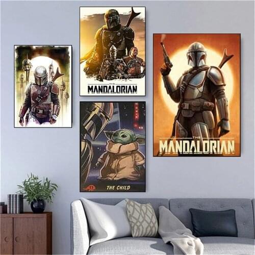 Disney Star Wars Anime The Mandalorian In The 80s Wall Art Canvas Painting Posters Print Nordic Pictures Home Decoration