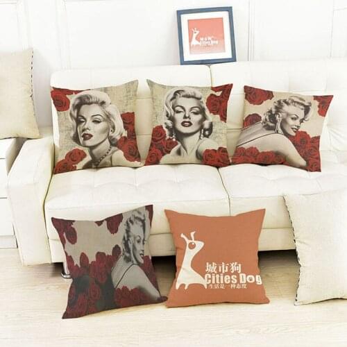 Marilyn Monroe Rose Decor Cushions Cover 2017 Home Car Decorative Cushion Cover Pillow Case Marilyn Monroe Decor Cojines 45*45cm