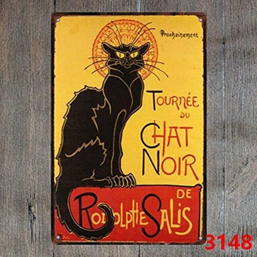 New Vintage Metal Tin Sign Black Cat Retro Garage Yard Home Cafe Bar Club Hotel Wall Decoration Stickers Signs 12X8 Inch